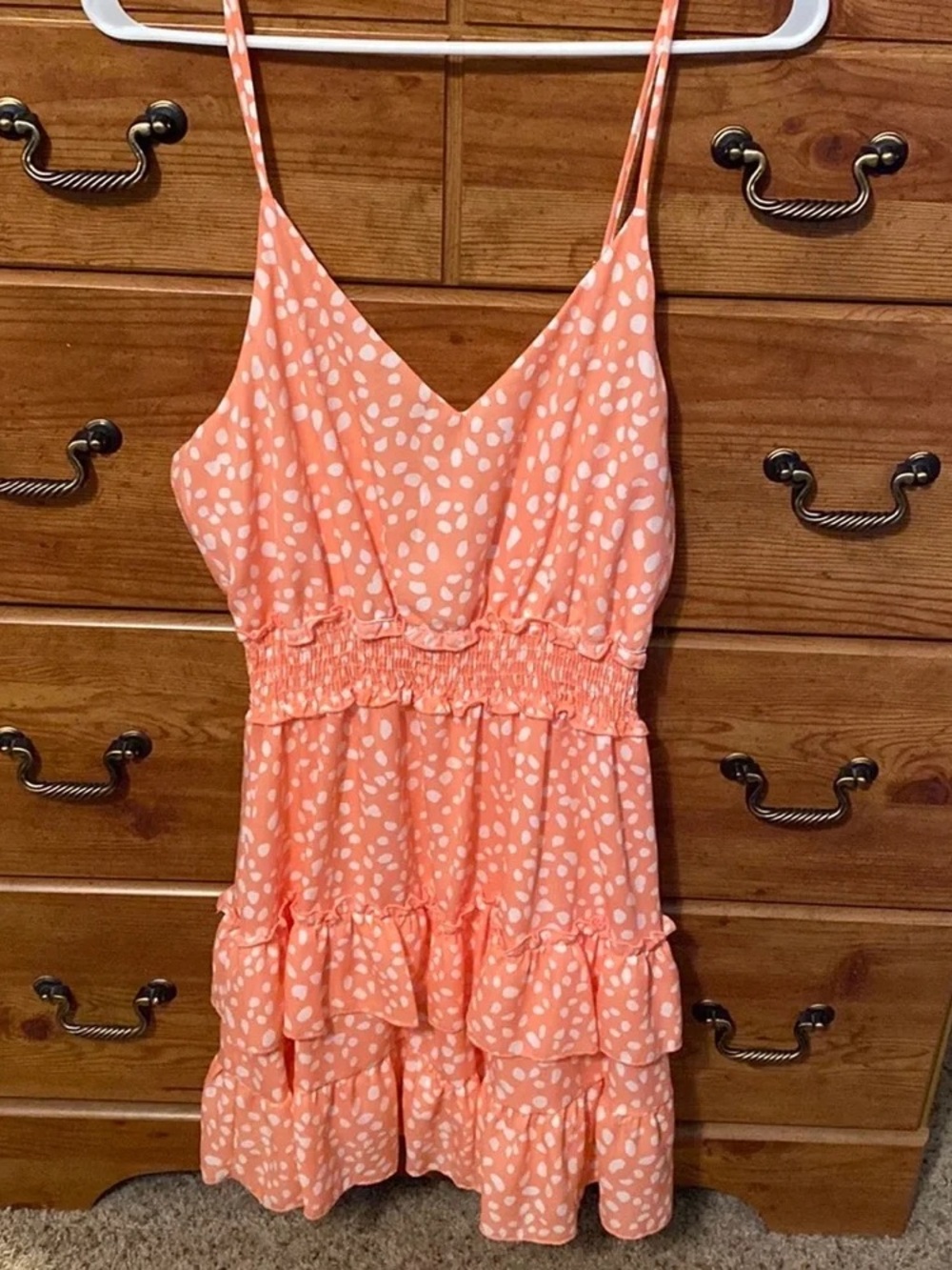Coach Pink Polka Dot Ruffle Tiered Dress